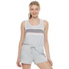 Juniors' So&reg; Racerback Striped Romper, Girl's, Size: Large, Grey