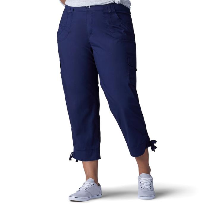 Plus Size Lee Nikki Cuffed Poplin Capris, Women's, Size: 16 - Regular, Dark Blue