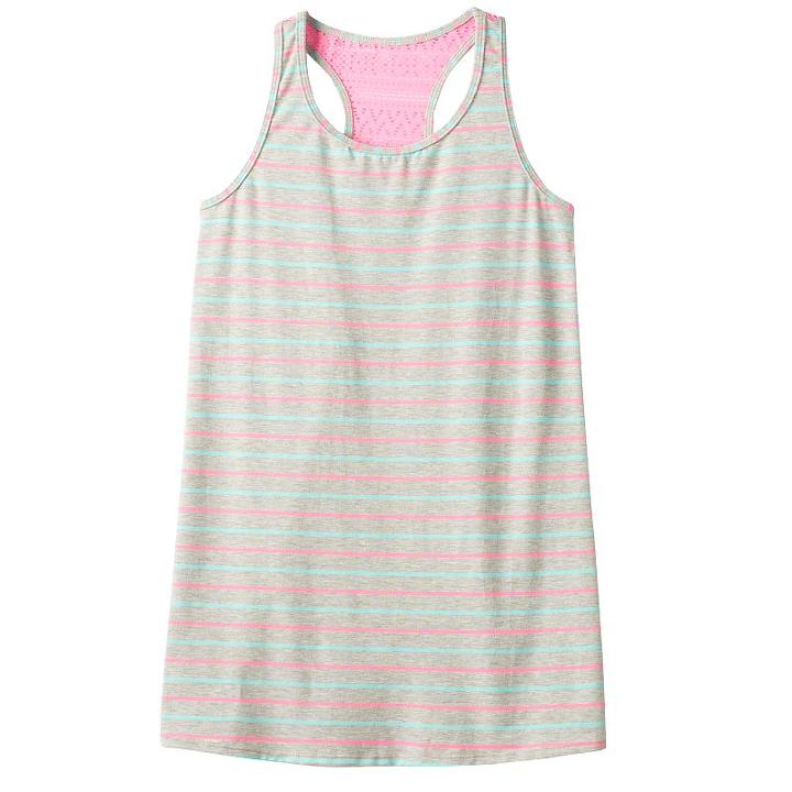 Girls 7-16 So&reg; Striped Sleveless Swim Cover-up Dress, Girl's, Size: 12, Grey