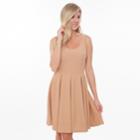 Women's White Mark Pleated Fit & Flare Dress, Size: Xl, Beig/green (beig/khaki)