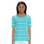Petite Croft & Barrow&reg; Button-shoulder Tee, Women's, Size: S Petite, Turquoise/blue (turq/aqua)
