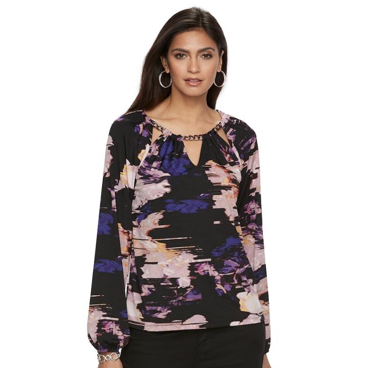 Petite Jennifer Lopez Cutout Chain Top, Women's, Size: L Petite, Black