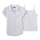 Girls 7-16 Chaps School Uniform Blouse & Camisole Set, Girl's, Size: 8-10, Blue (navy)