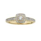 Diamond Square Halo Engagement Ring In 10k Gold (3/8 Ct. T.w.), Women's, Size: 6.50, White
