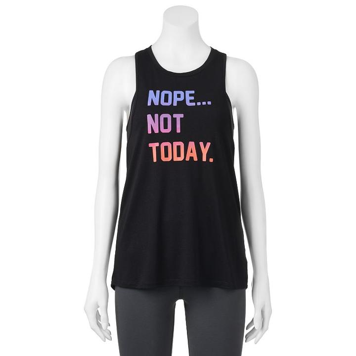 Juniors' So&reg; Knot Back Nope, Not Today Graphic Tank, Girl's, Size: Xl, Black