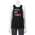 Juniors' So&reg; Knot Back Nope, Not Today Graphic Tank, Girl's, Size: Xl, Black