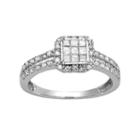 10k White Gold 1/2 Carat T.w. Diamond Halo Engagement Ring, Women's, Size: 7