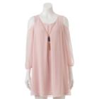 Juniors' Lily Rose Chiffon Cold Shoulder Dress, Girl's, Size: Small, Pink Other