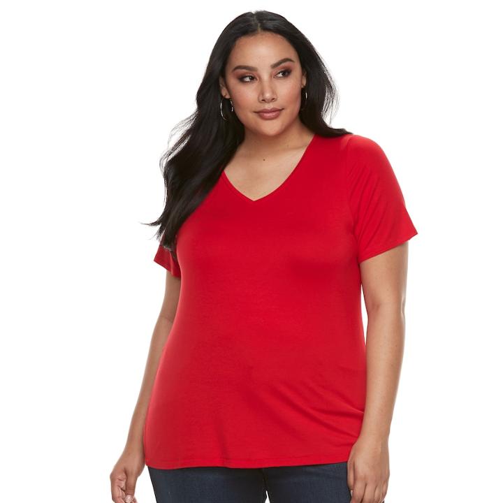 Plus Size Apt. 9&reg; Essential V-neck Tee, Women's, Size: 3xl, Med Red