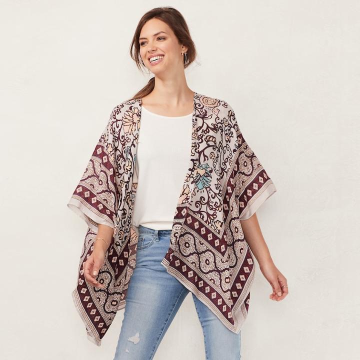 Sonoma Goods For Life&trade; Paisley Block Tacked Ruana, Women's, Blush