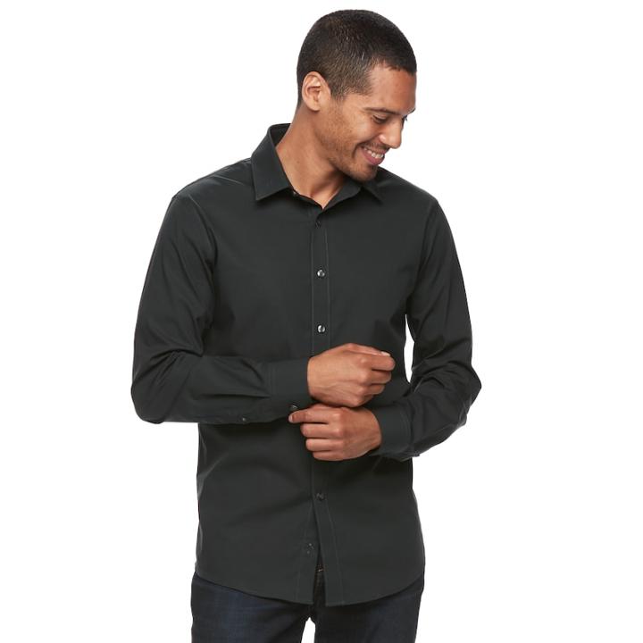 Men's Apt. 9&reg; Slim-fit Stretch Button-down Shirt, Size: Xl, Dark Green