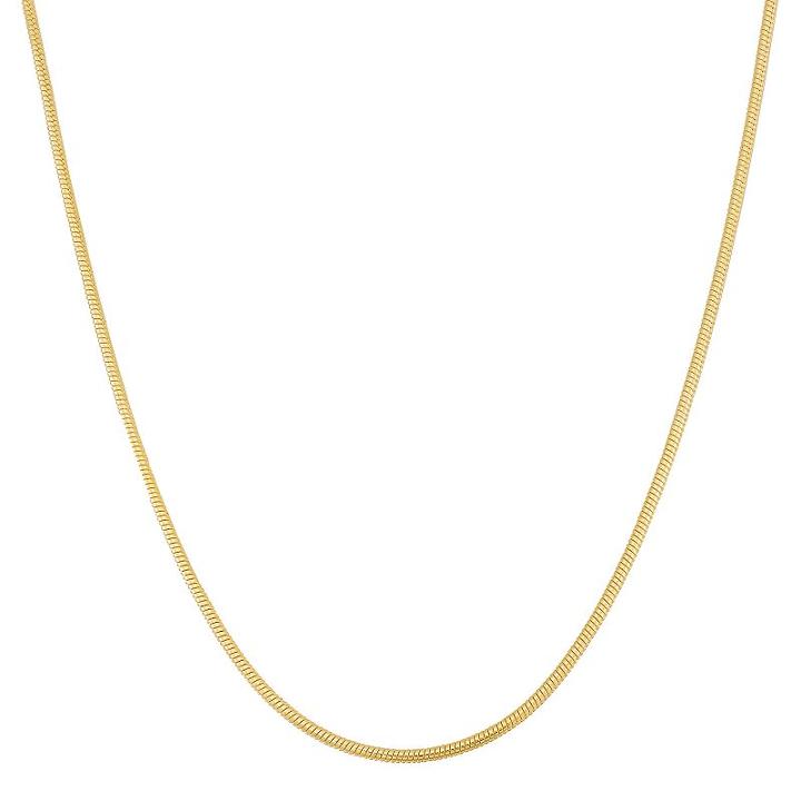 Rhodium-plated Sterling Silver Snake Chain Necklace, Women's, Size: 24, Yellow