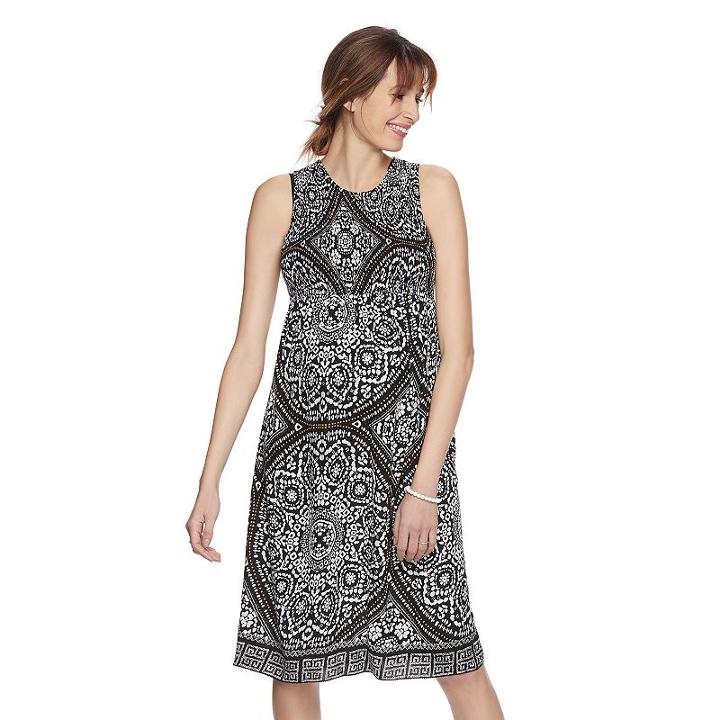 Maternity A:glow Print Smocked Midi Dress, Women's, Size: L-mat, Black