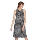 Maternity A:glow Print Smocked Midi Dress, Women's, Size: L-mat, Black