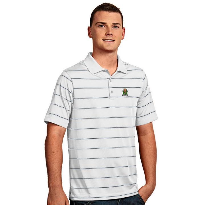 Men's Antigua Marshall Thundering Herd Deluxe Striped Desert Dry Xtra-lite Performance Polo, Size: Medium, Natural