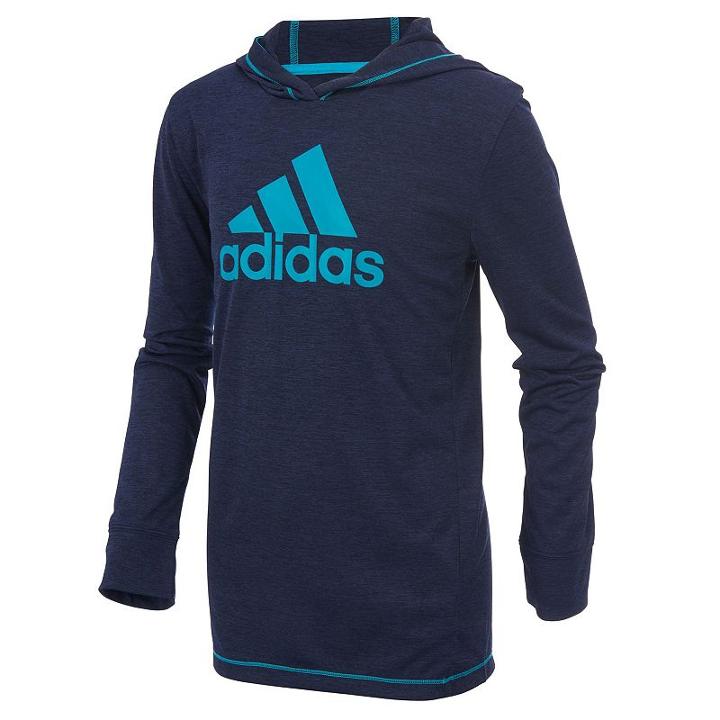 Boys 8-20 Adidas Climalite Hooded Tee, Size: Large, Blue (navy)