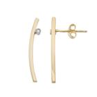 14k Gold Diamond Accent Curved Bar Stud Earrings, Women's, Yellow