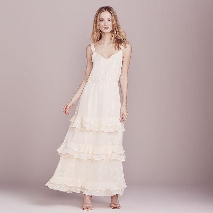Lc Lauren Conrad Dress Up Shop Collection Metallic Tiered Ruffle Dress - Women's, Size: 4, Lt Orange