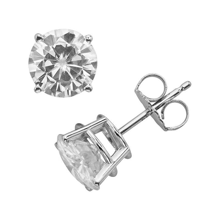 Forever Brilliant 14k White Gold Round-cut 2 2/5-ct. T.w. Lab-created Moissanite Stud Earrings, Women's