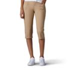 Petite Lee Lyric Twill Skimmer Capris, Women's, Size: 10 Petite, Med Brown