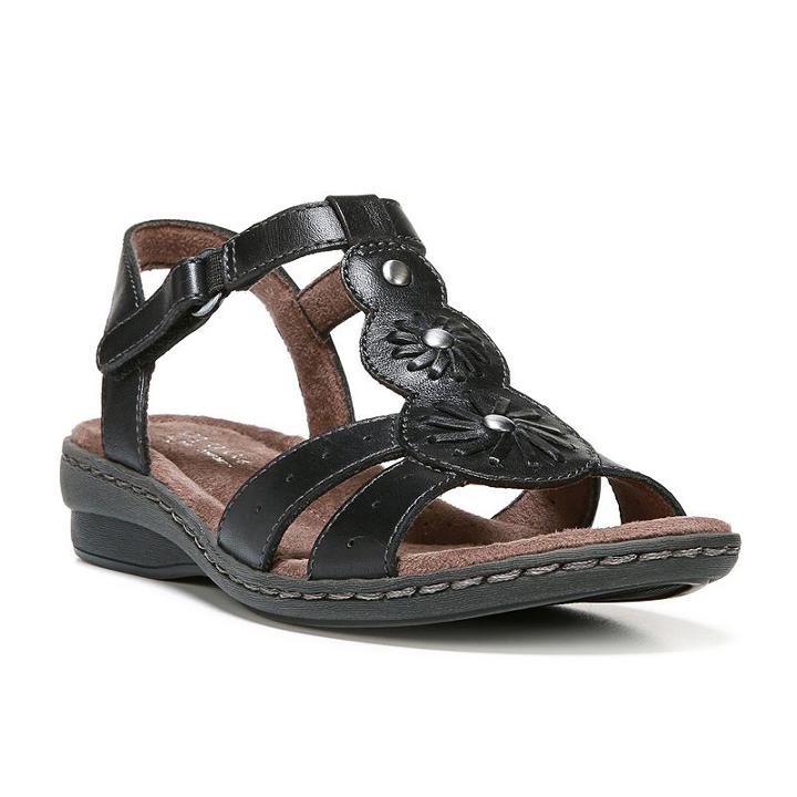 Naturalsoul By Naturalizer Barroll Women's Leather Sandals, Size: Medium (6.5), Black