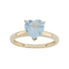 Lab-created Aquamarine 10k Gold Heart Ring, Women's, Size: 6, Blue