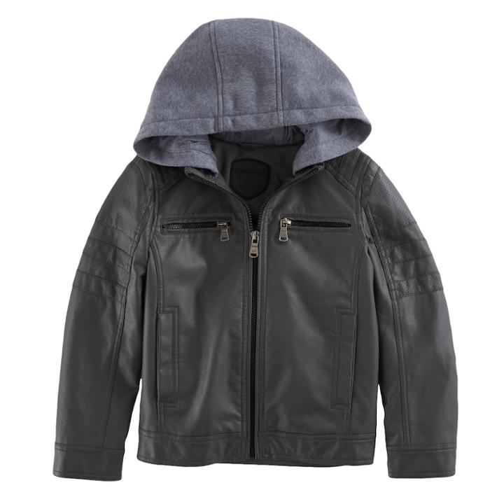 Boys 4-7 Urban Republic Quilted Knit Hood Midweight Jacket, Size: 7, Dark Grey