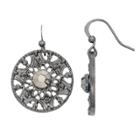 Openwork Medallion Nickel Free Drop Earrings, Women's, Black