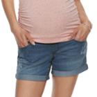 Maternity A:glow Cuffed Full Belly Panel Jean Shorts, Women's, Size: 12-mat, Med Blue