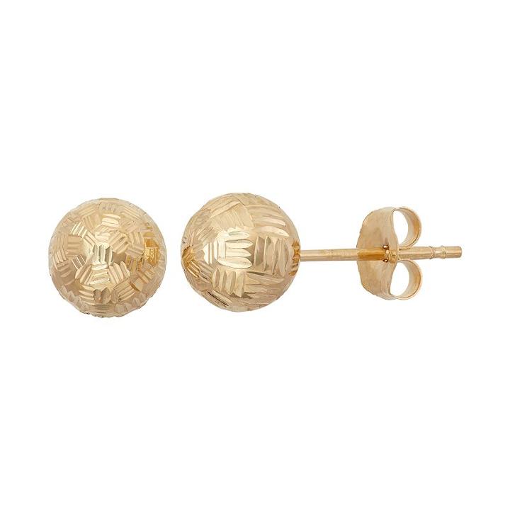 10k Gold Textured Ball Stud Earrings, Women's, Yellow