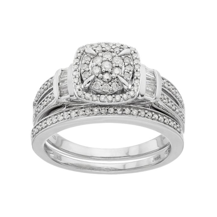 Always Yours Sterling Silver 1/2 Ct. T.w. Diamond Engagment Ring Set, Women's, Size: 7, White