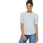 Women's Popsugar Striped Puff-sleeve Blouse, Size: Xs, White