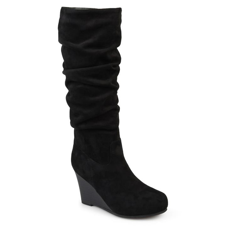 Journee Collection Haze Women's Wedge Slouch Knee High Boots, Size: Medium (9), Black