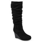 Journee Collection Haze Women's Wedge Slouch Knee High Boots, Size: Medium (9), Black