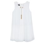Girls 7-16 Iz Amy Byer Solid A-line Shift Dress With Grommets & Necklace, Size: 7, White Oth