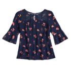 Girls 7-16 & Plus Size Mudd&reg; Bell Sleeve Lace Yoke Top, Size: 12, Drk Purple