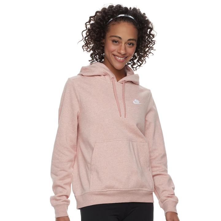 Women's Nike Pullover Fleece Hoodie, Size: Xl, Light Pink