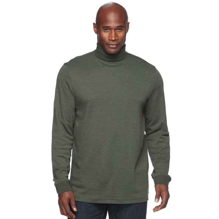 Big & Tall Croft & Barrow&reg; Easy-care Turtleneck, Men's, Size: L Tall, Dark Green