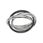 Two Tone Stainless Steel Triple Interlocking Ring, Adult Unisex, Size: 8, Black