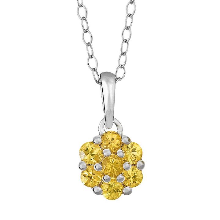 Sterling Silver Yellow Sapphire Cluster Pendant, Women's, Size: 18