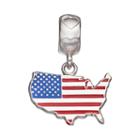Logoart Sterling Silver United States American Flag Charm, Women's, Multicolor