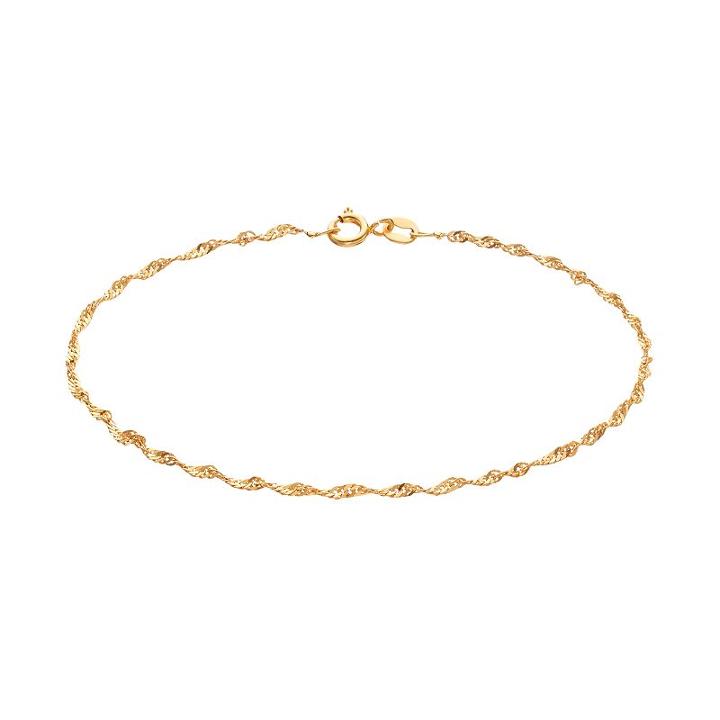 Barefootsies 14k Gold Plated Singapore Chain Anklet, Women's, Size: 9, Yellow