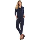 Chaps Solid Jumpsuit - Women's, Size: Large, Blue (navy)