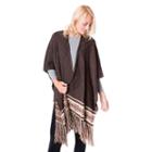 Muk Luks Knit Snowflake Fringed Ruana, Brown