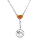 Denver Broncos Crystal Heart & Logo Y Necklace, Women's, Orange