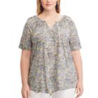 Plus Size Chaps Lace-up Top, Women's, Size: 2xl, Yellow