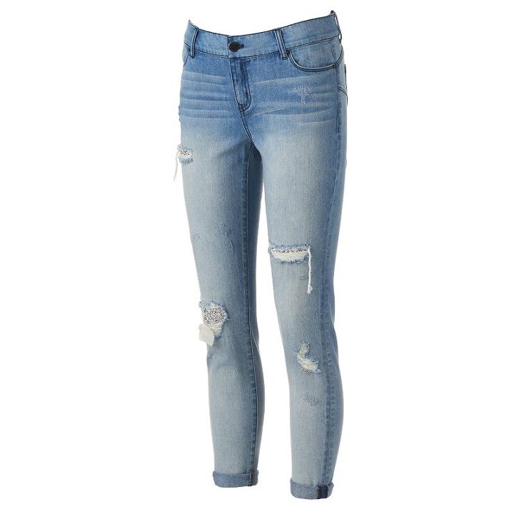 Women's Juicy Couture Ripped Glitter Skinny Jeans, Size: 10, Blue Other