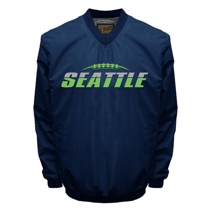 Men's Franchise Club Tone City Seattle Football Windshell Pullover Jacket, Size: Xxl, Blue (navy)