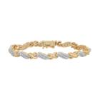 14k Gold Plated 1/4 Carat T.w. Diamond X Bracelet, Women's, Size: 7.5, White
