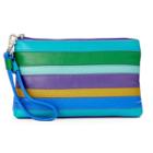 Ili Striped Leather Wristlet, Women's, Cool Tropics